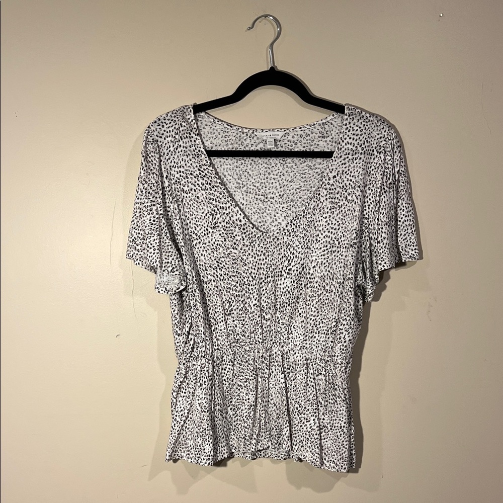 Lucky Brand White and Black Patterned Blouse